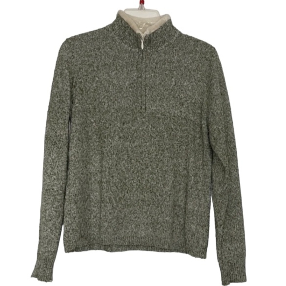 Woolrich sz Large Sage‎ Green & White Marled Sweater Pullover